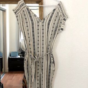 White and navy design romper